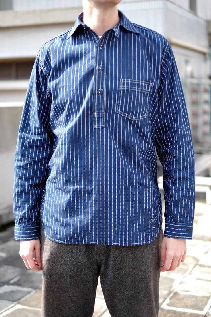 The Rite Stuff】Bulldog Wabash Work Shirt (Indigo) / Bulldog拔染