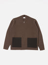 【Universal Works】Zip Knitwork Jacket Brown Merino 美麗諾羊毛拼接開襟衫