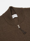 【Universal Works】Zip Knitwork Jacket Brown Merino 美麗諾羊毛拼接開襟衫