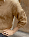 【Far East Manufacturing】Button-Down Linen Shirt Brown