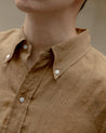 【Far East Manufacturing】Button-Down Linen Shirt Brown