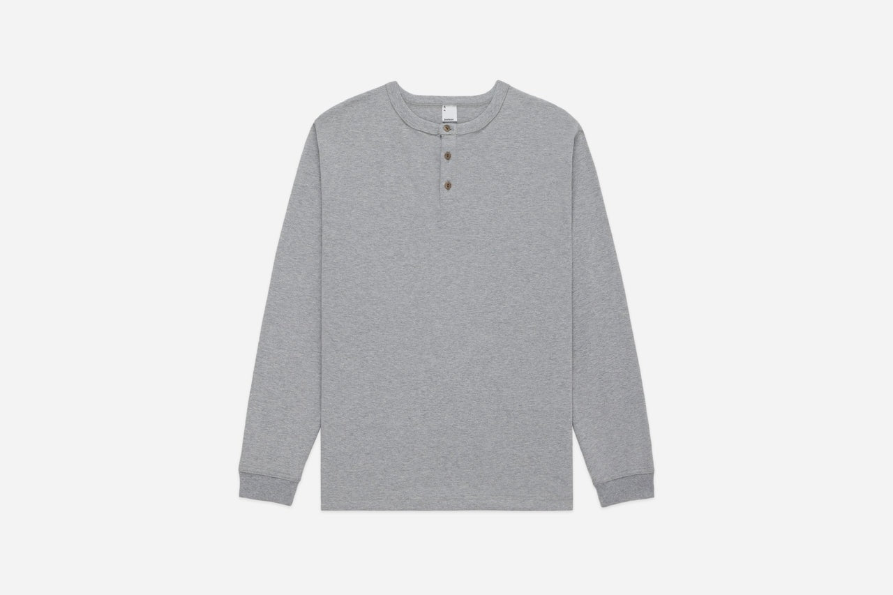 3sixteen】Long Sleeve Henley Heather Grey 灰色重磅亨利領長袖– Blue