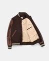 【Dehen 1920】Varsity Jacket Brown Melton / Antique Brandy 校園運動夾克咖啡拼接白蘭地色皮袖