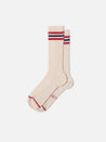 【Nudie Jeans】Men Tennis Socks Stripe Offwhite/Red 男版復古羽球條紋襪