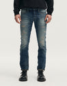 【DENHAM】 Razor Selvedge Zephyr Blube 中藍色補丁破壞修身小直筒牛仔褲