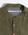 【Scarti-Lab】Linen Woven Man Stripe Shirt Avocado 304 SV474 義製亞麻直條紋襯衫 草綠色