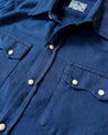 【WYTHE】Yarn Dyed Sateen Pearlsnap Shirt - Indigo