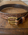 【WYTHE】Western Tooled Leather Belt - Cognac