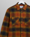 【WAX London】Whiting Overshirt Orange Pine 羊毛襯衫外套 旗艦立體格紋 暖橘/林綠色