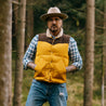 【Shangri-La Heritage】“Bivacco” Yellow Western Down Vest 黄色拚皮鵝絨背心