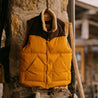 【Shangri-La Heritage】“Bivacco” Yellow Western Down Vest 黄色拚皮鵝絨背心