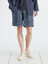 【Universal Works】Pleated Track Short In Indigo Japanese Paisley／變形蟲藍染打摺短褲