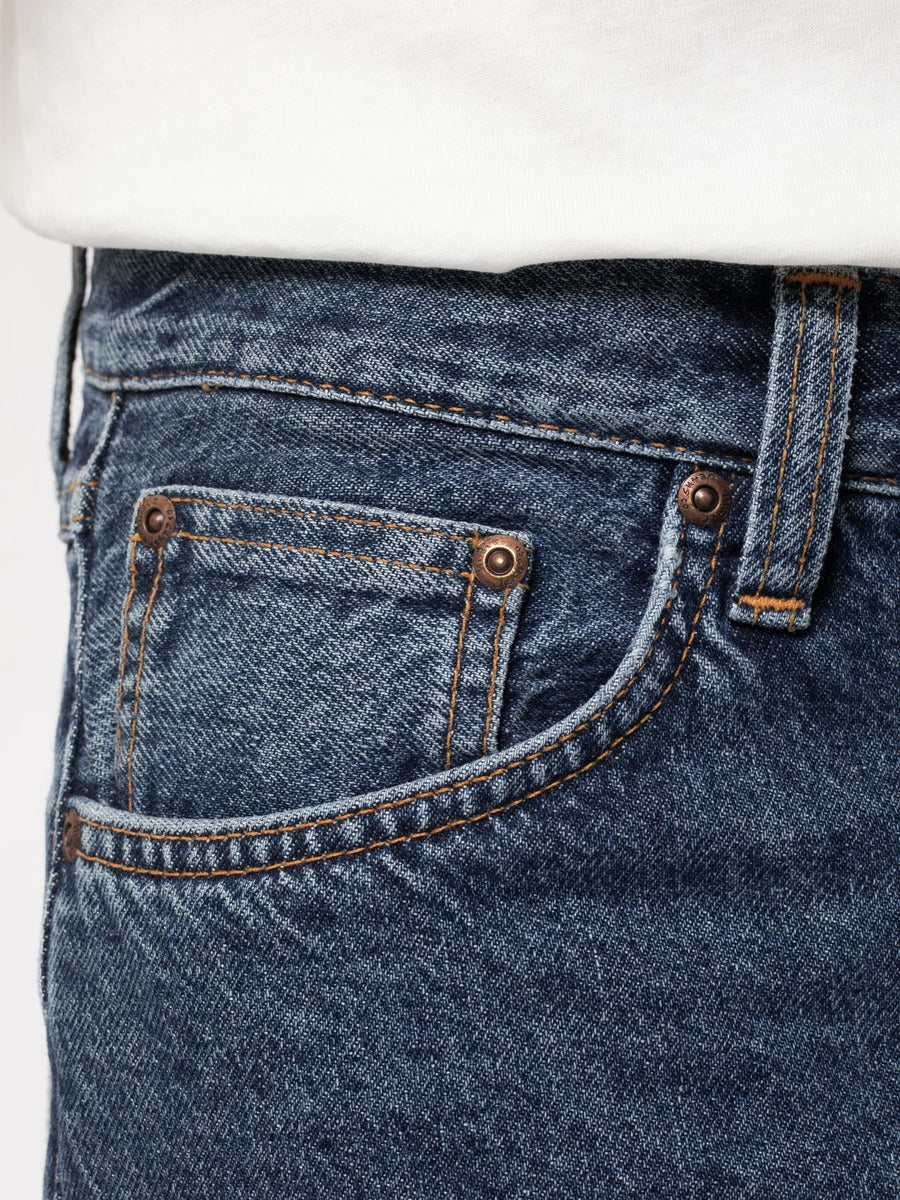 Nudie Jeans】Steady Eddie II Stitched Blue / 13oz / 高腰修身錐形